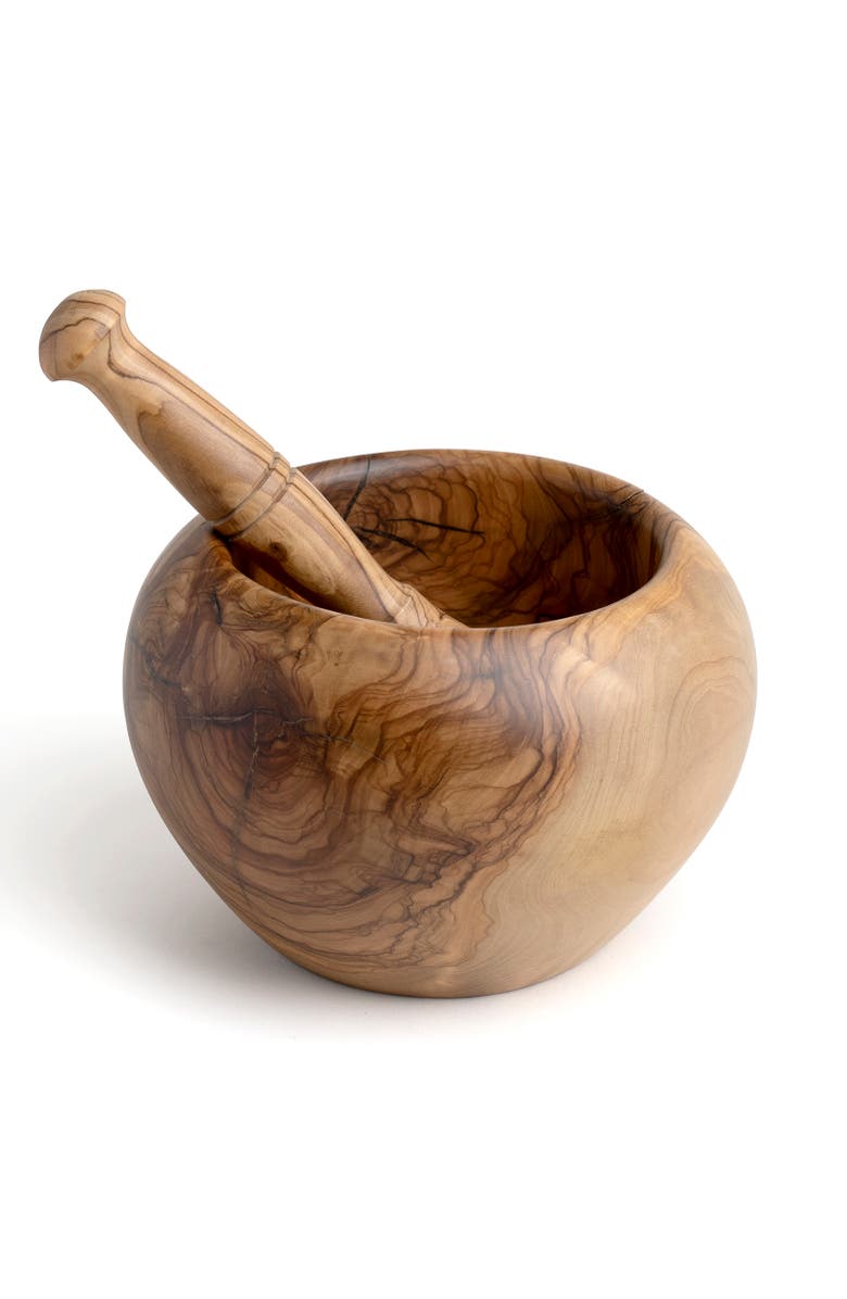 Berard Handcrafted Olivewood Mortar and Pestle Set, 5-Inch, Main, color, Brown