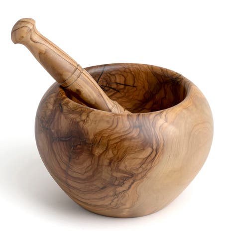 Handcrafted Olivewood Mortar and Pestle Set, 5-Inch