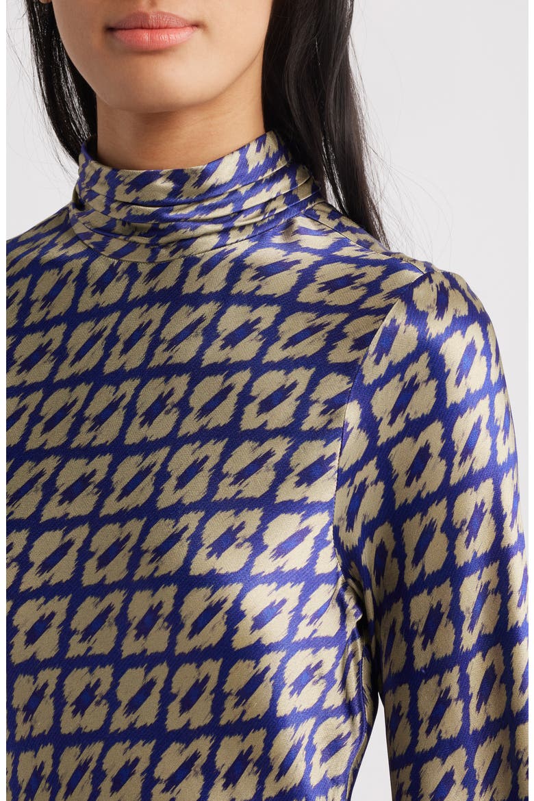 Neena Ikat Print Long Sleeve Asymmetric Cocktail Dress with Dupatta, Alternate, color, IKAT INDIGO