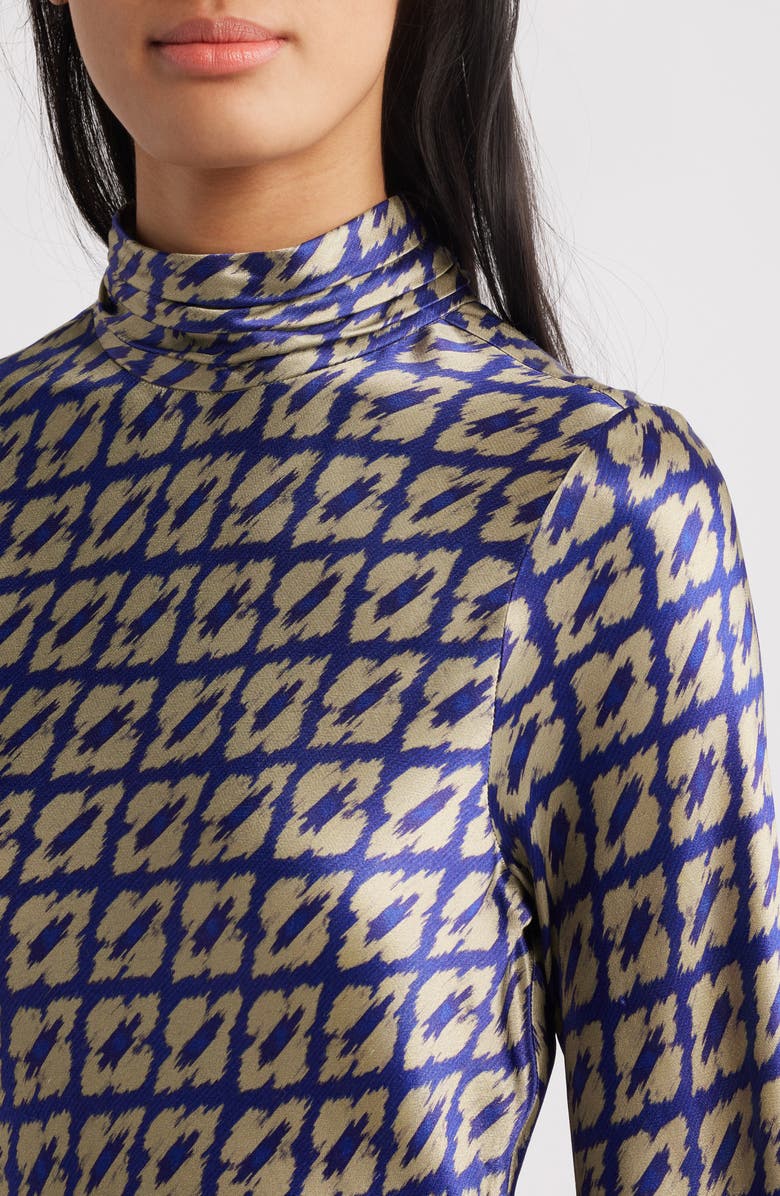 Sani Neena Ikat Print Long Sleeve Asymmetric Cocktail Dress with Dupatta, Alternate, color, Ikat Indigo
