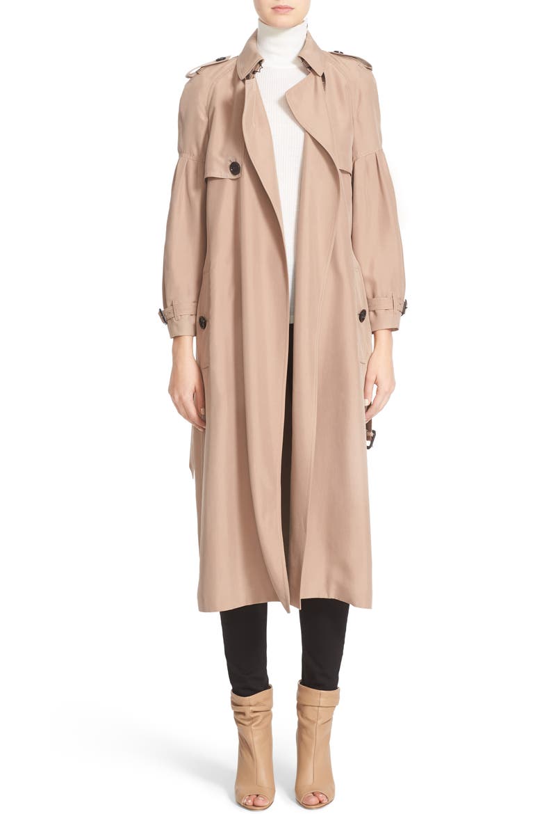 Maythorne Mulberry Silk Trench, Main, color, NUDE