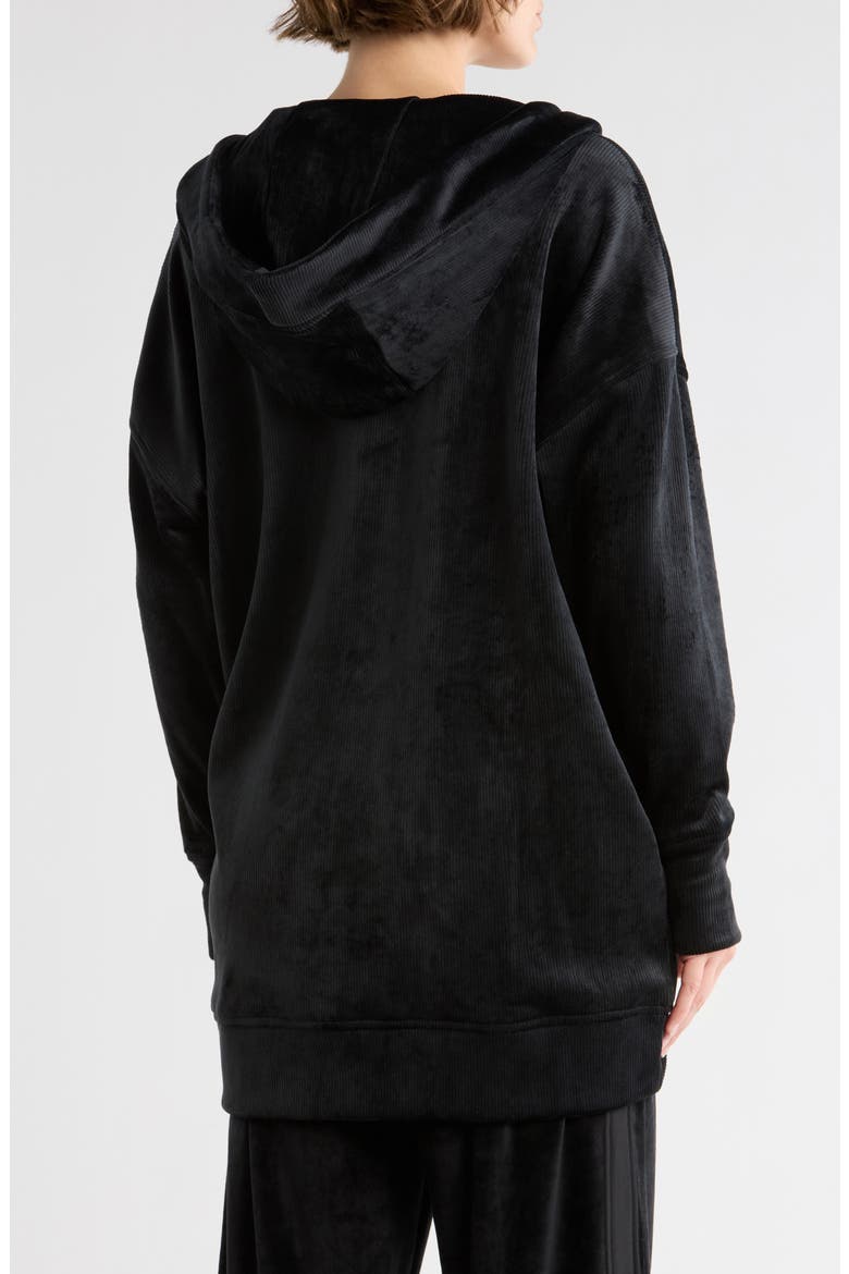 Dreamy Ribbed Hooded Cardigan Sweatshirt, Alternate, color, BLACK