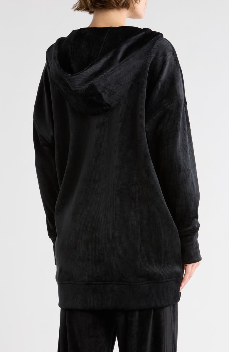 YOGALICIOUS Dreamy Ribbed Hooded Cardigan Sweatshirt, Alternate, color, Black