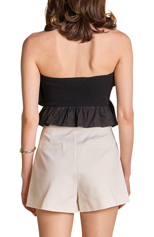 Endless Rose Mixed Media Ruffle Strapless Rib Tube Top