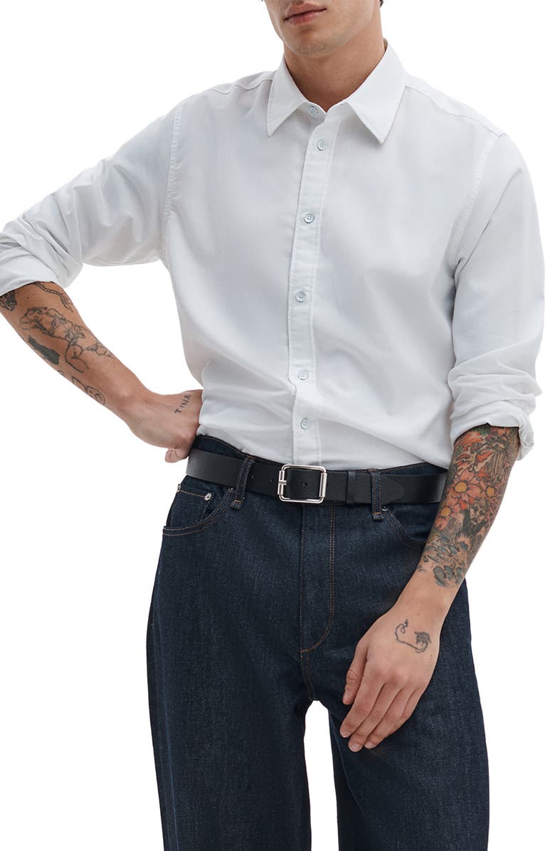rag & bone Tomlin Cotton Dobby Button-Up Shirt, Main, color, White