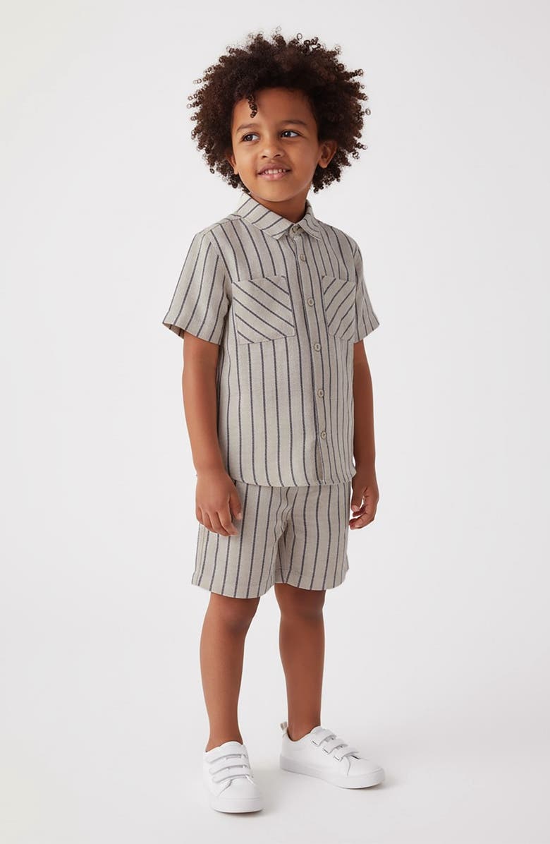 Joe's Jeans Kids' Stripe Shirt & Shorts Set, Alternate, color, Beige