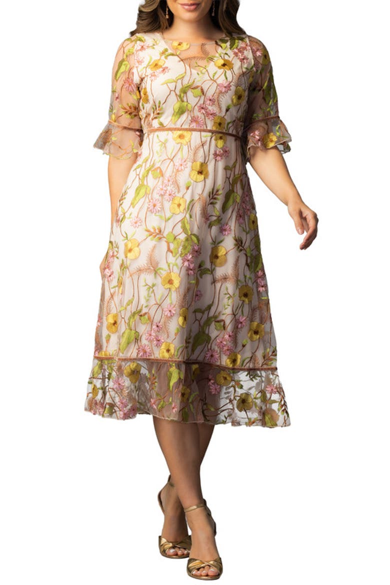 Wildflower Embroidered Dress, Main, color, Sunkissed Garden