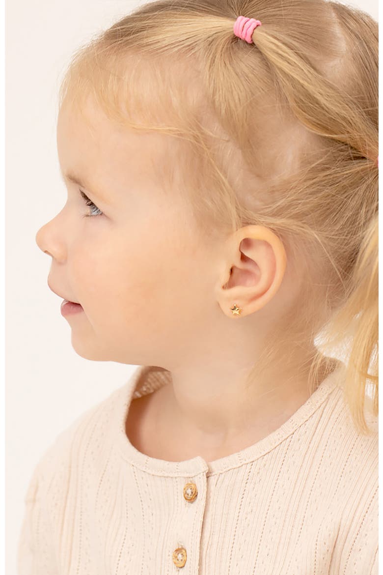 14k Puffed Star Earrings, Alternate, color, Gold