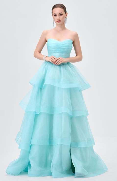 Tiff Strapless Tiered Ball Gown