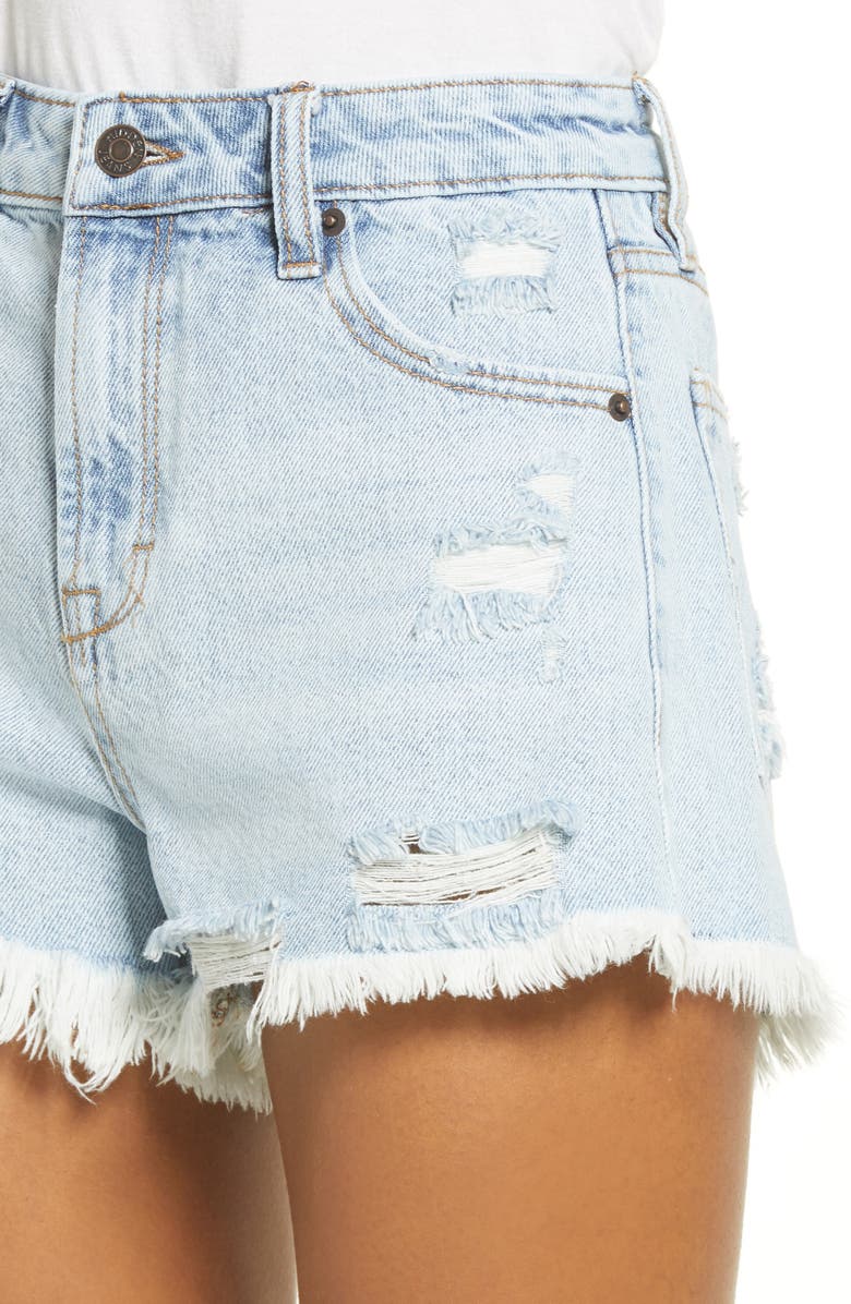 HIDDEN JEANS Distressed High Waist Nonstretch Cutoff Denim Shorts, Alternate, color, 