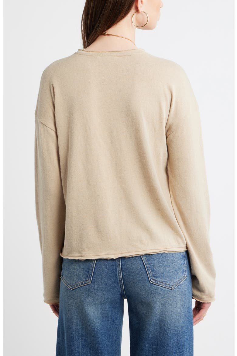 Roll Crewneck Boxy Long Sleeve Cotton Blend Top, Alternate, color, BEIGE HUMUS