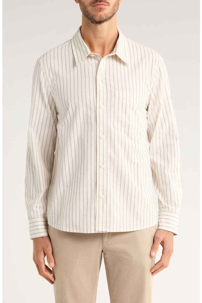 Stripe Cotton Poplin Button-Up Shirt, Main, color, NATURAL
