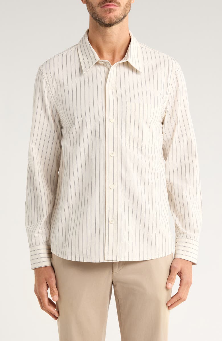 Corridor Stripe Cotton Poplin Button-Up Shirt, Main, color, Natural