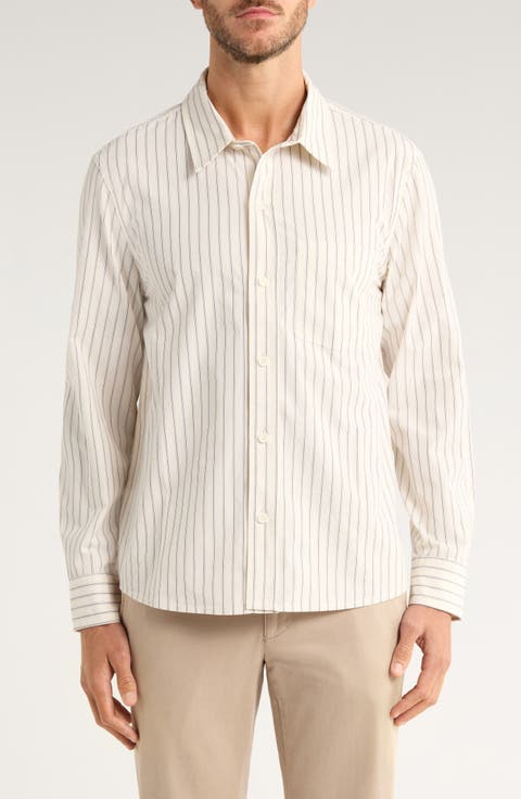 Stripe Cotton Poplin Button-Up Shirt