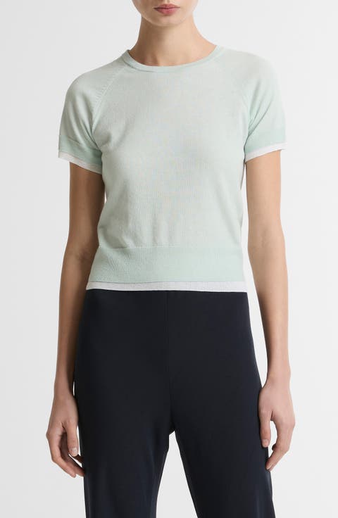Double Layer Raglan Short Sleeve Sweater