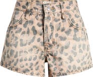 Free People Now or Never Leopard Print Denim Shorts