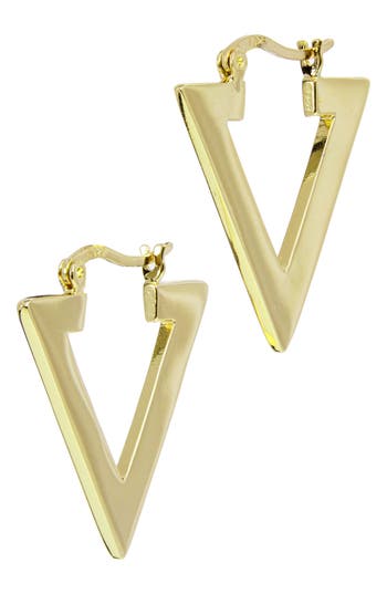 Savvy Cie Jewels 18k Yellow Gold Plated Linear Earrings In Gold