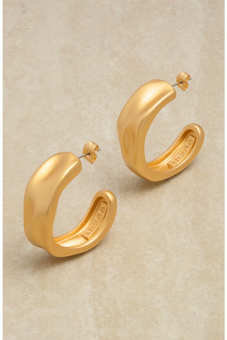Halle Hammered Hoop Earrings, Alternate, color, GOLD TONE