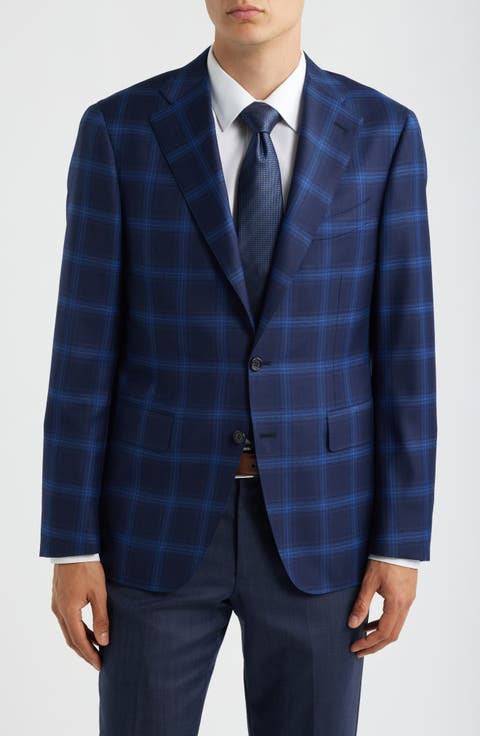Siena Regular Fit Navy Windowpane Check Super 130s Wool Sport Coat