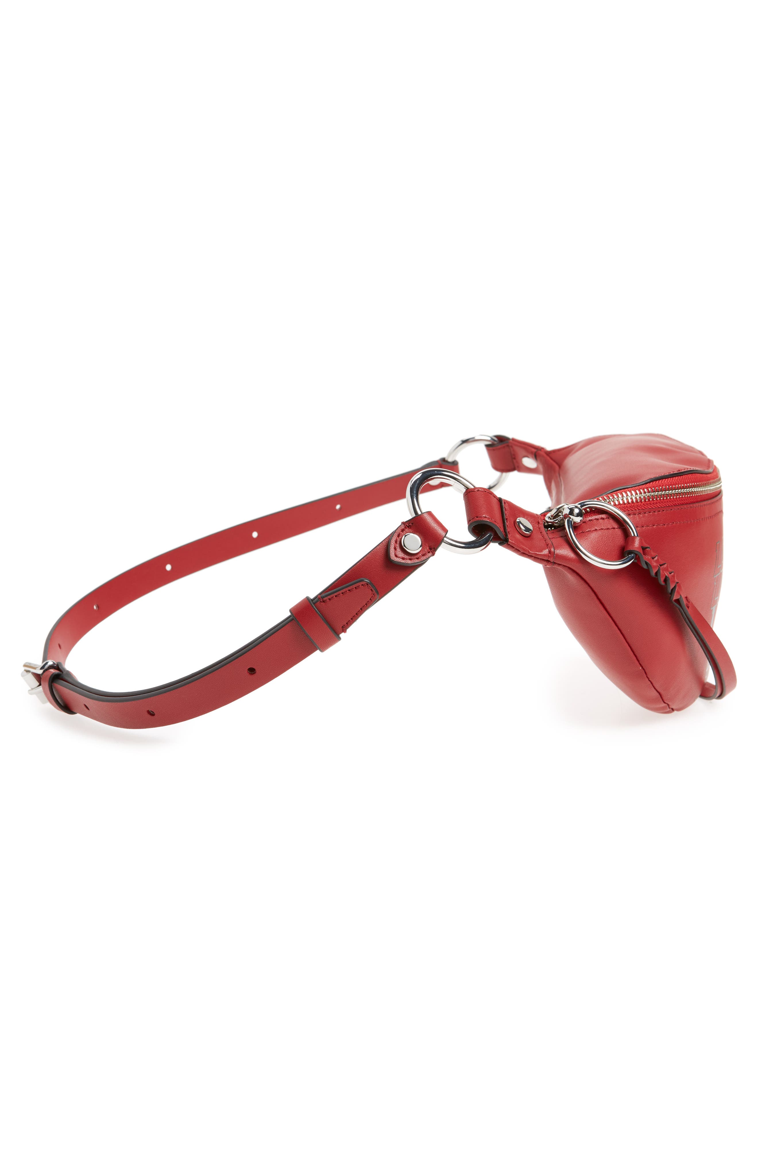 Love You Leather Belt Bag, Alternate, color, SCARLET/ BLACK