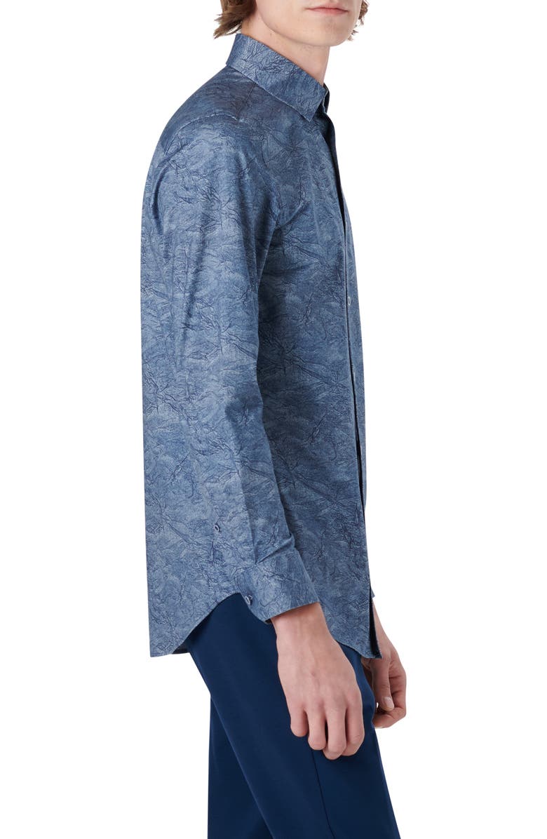 Bugatchi OoohCotton<sup>®</sup> Button-Up Shirt, Alternate, color, Indigo