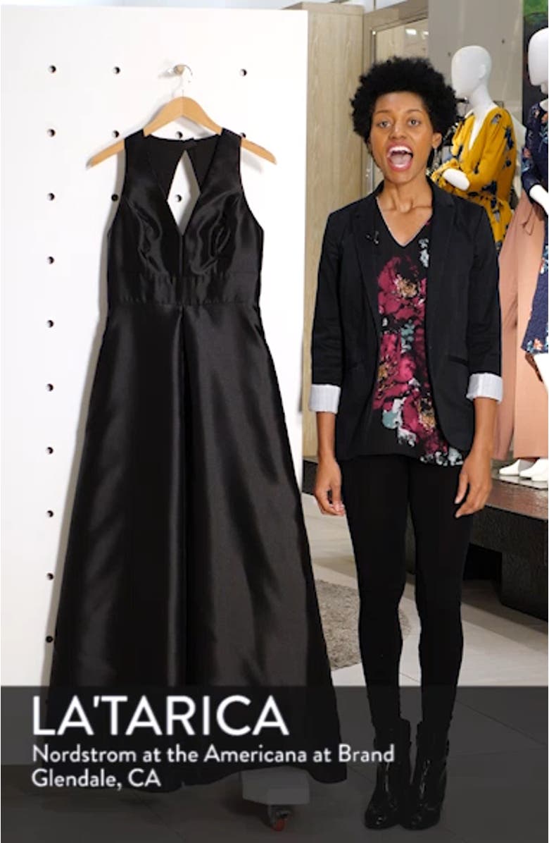 Cutout Back Satin A-Line Gown, sales video thumbnail