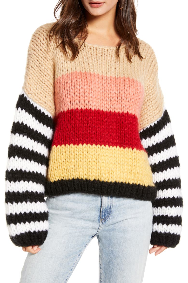 Sweetheart Stripe Sweater, Main, color, SWEETHEART
