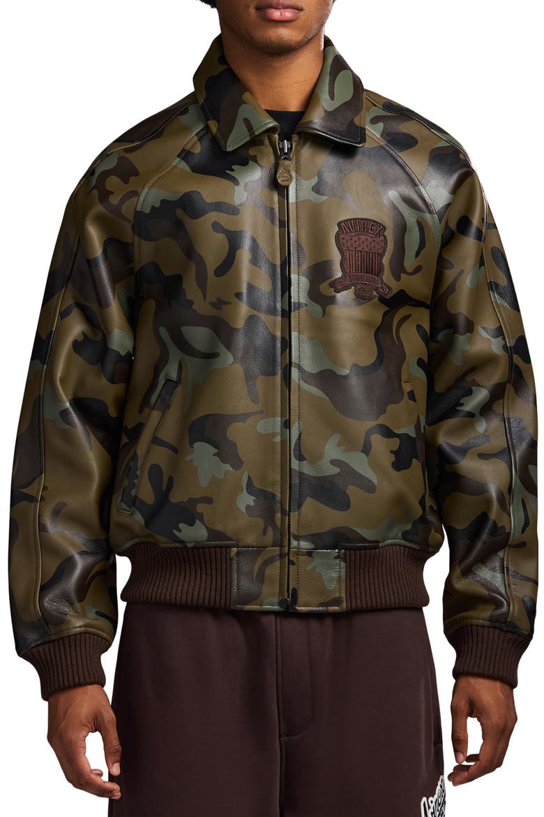Camo Icon Leather Jacket, Main, color, CAMO