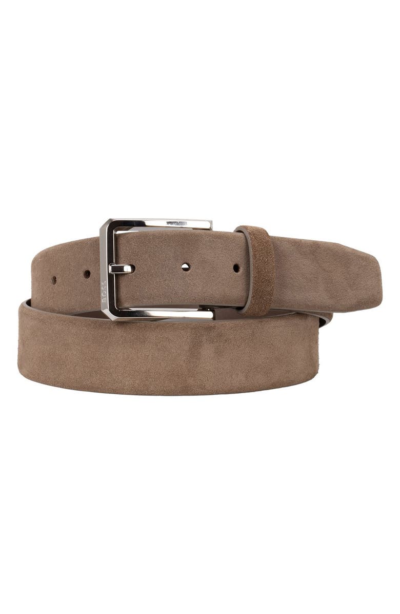 BOSS Caleb Suede Belt, Main, color, Medium Beige