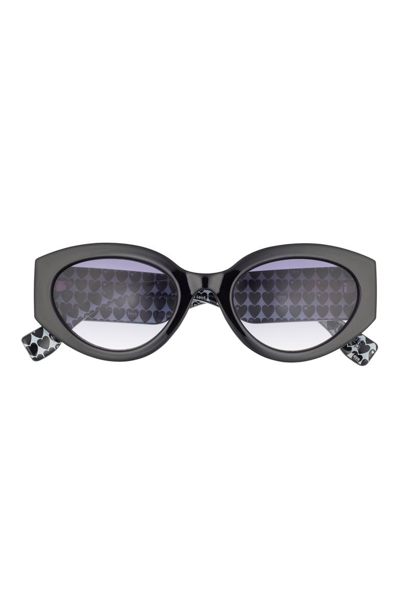 53mm Oval Sunglasses, Main, color, BLACK OPAQUE