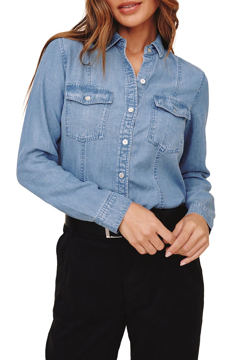 Seamed Denim Shirt, Main, color, INDIGO HARBOR WASH