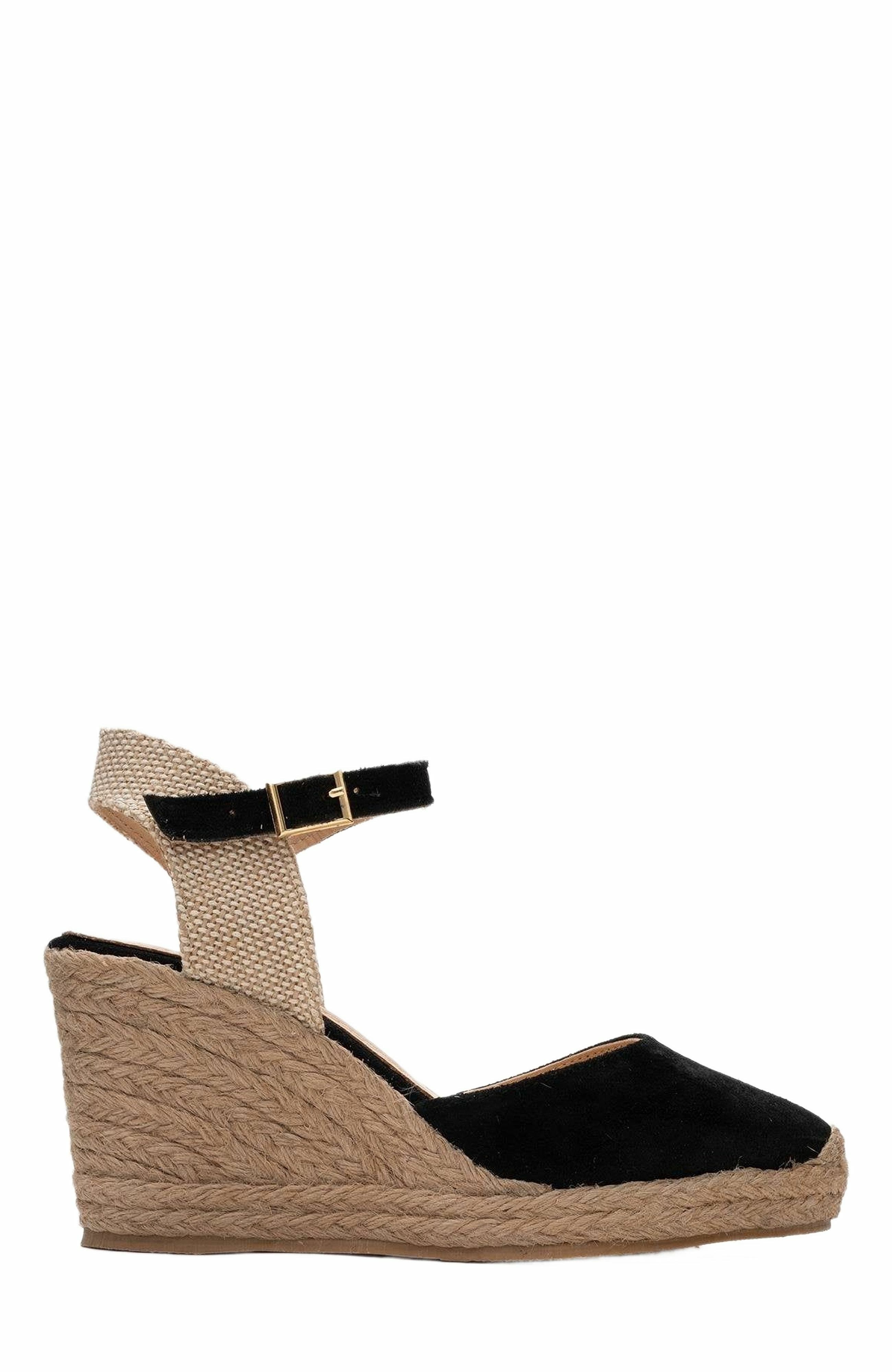 Forever & Always Shoes Sinta Suede Leather Platform Espadrille, Alternate, color, Black Suede Leather