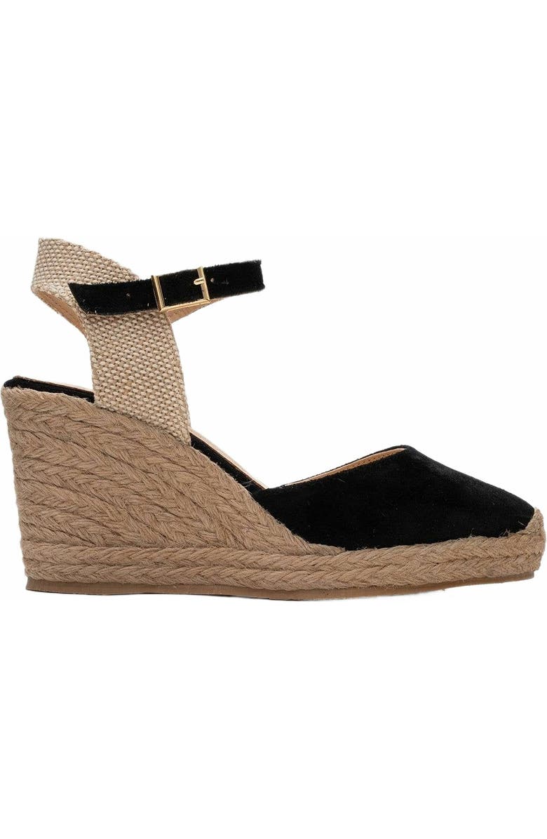 Forever & Always Shoes Sinta Suede Leather Platform Espadrille, Alternate, color, Black Suede Leather