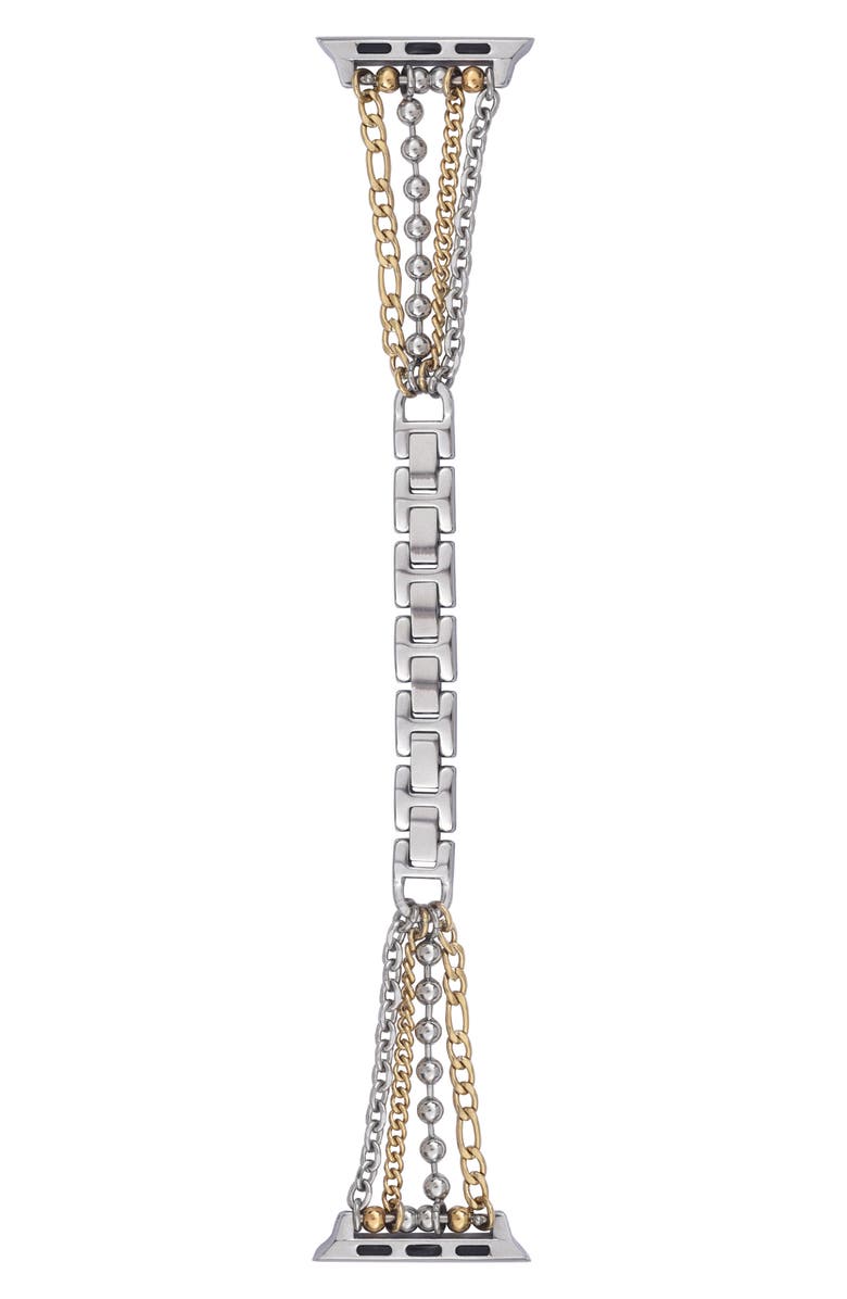 The Posh Tech Olivia Apple Watch<sup>®</sup> Bracelet Watchband, Main, color, Silver/ Gold