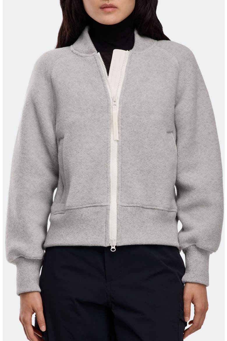 Sierra Fleece Bomber Jacket, Main, color, SILVER BIRCH HEATHER