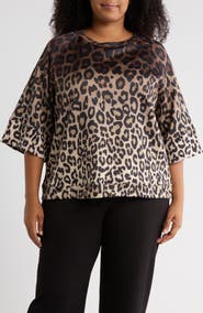 T Tahari Three-Quarter Sleeve Scuba Top