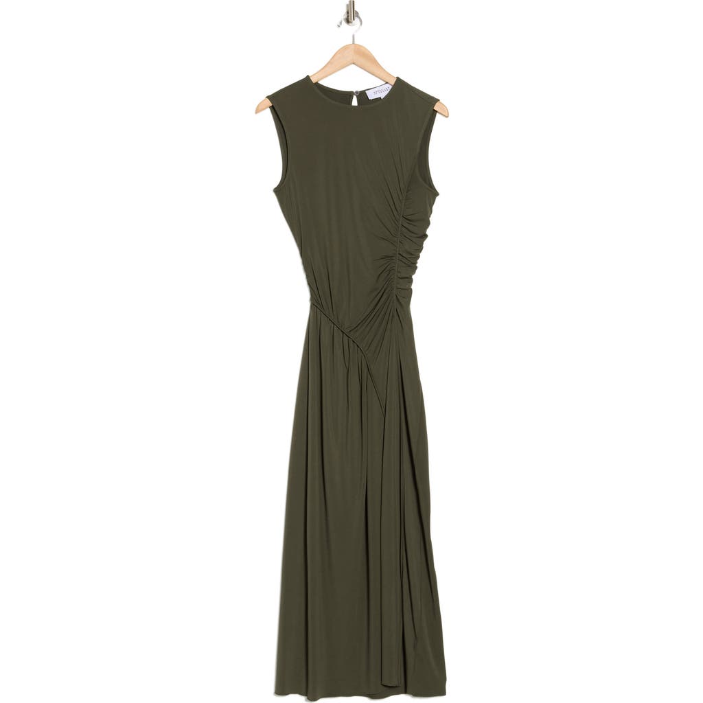 Derek Lam 10 Crosby Kimberly Ruched Midi Dress In Shiitake