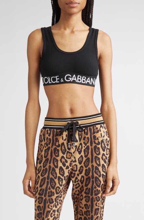 Dolce&Gabbana Logo Band Jersey Sports Bra in N0000 Black at Nordstrom, Size 2 Us