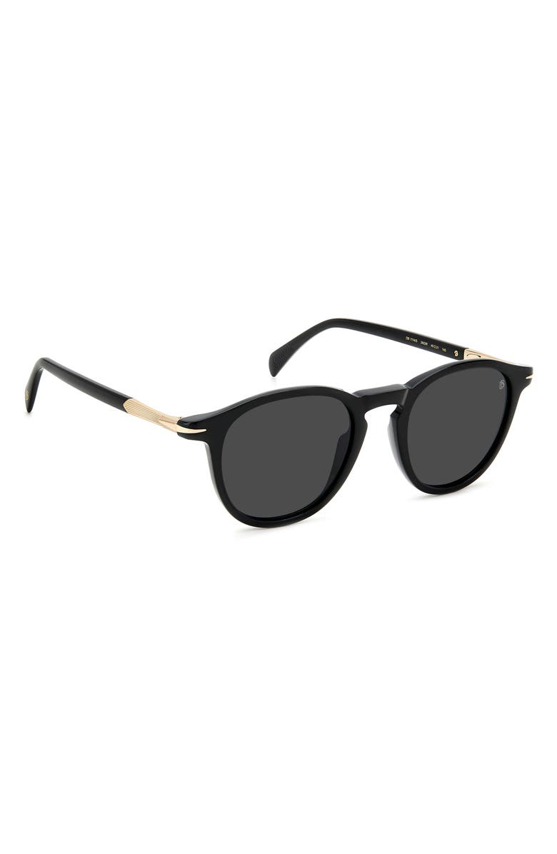 David Beckham Eyewear 49mm Round Sunglasses, Alternate, color, Black Gold