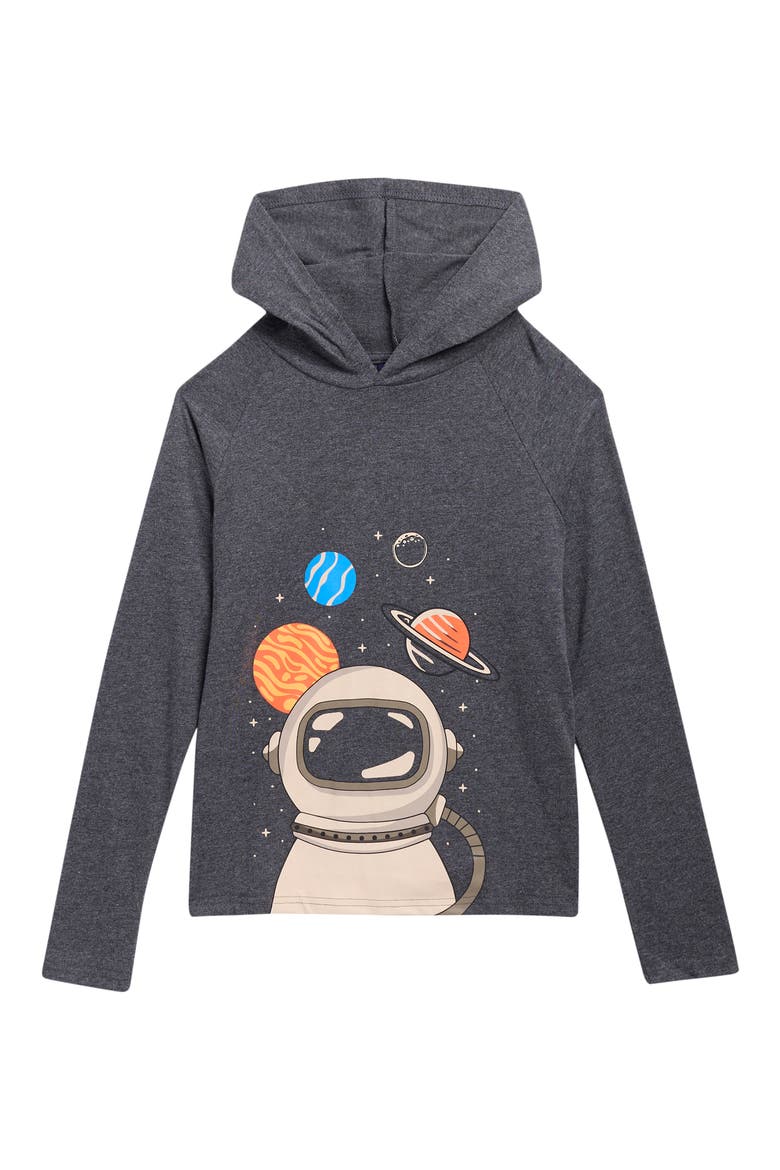 Kids' Long Sleeve Hoodie Tee, Main, color, BLACK GREY