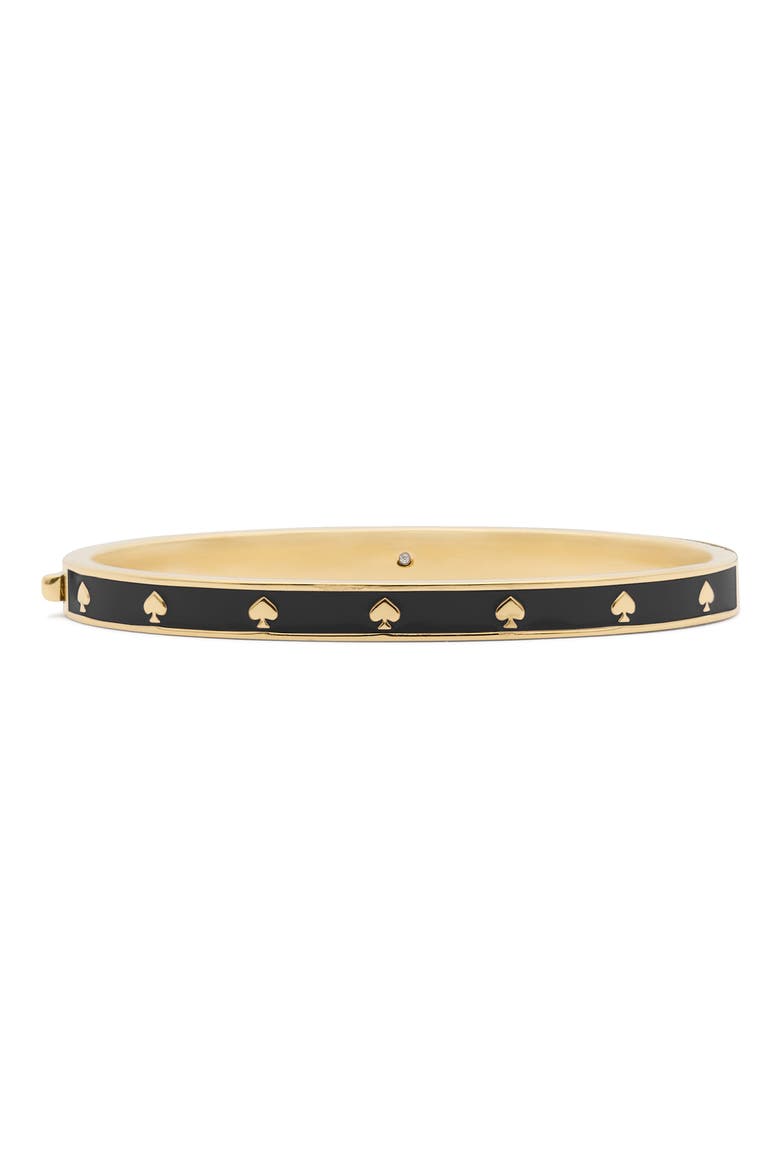 spot the spade enamel bangle bracelet, Main, color, BLACK