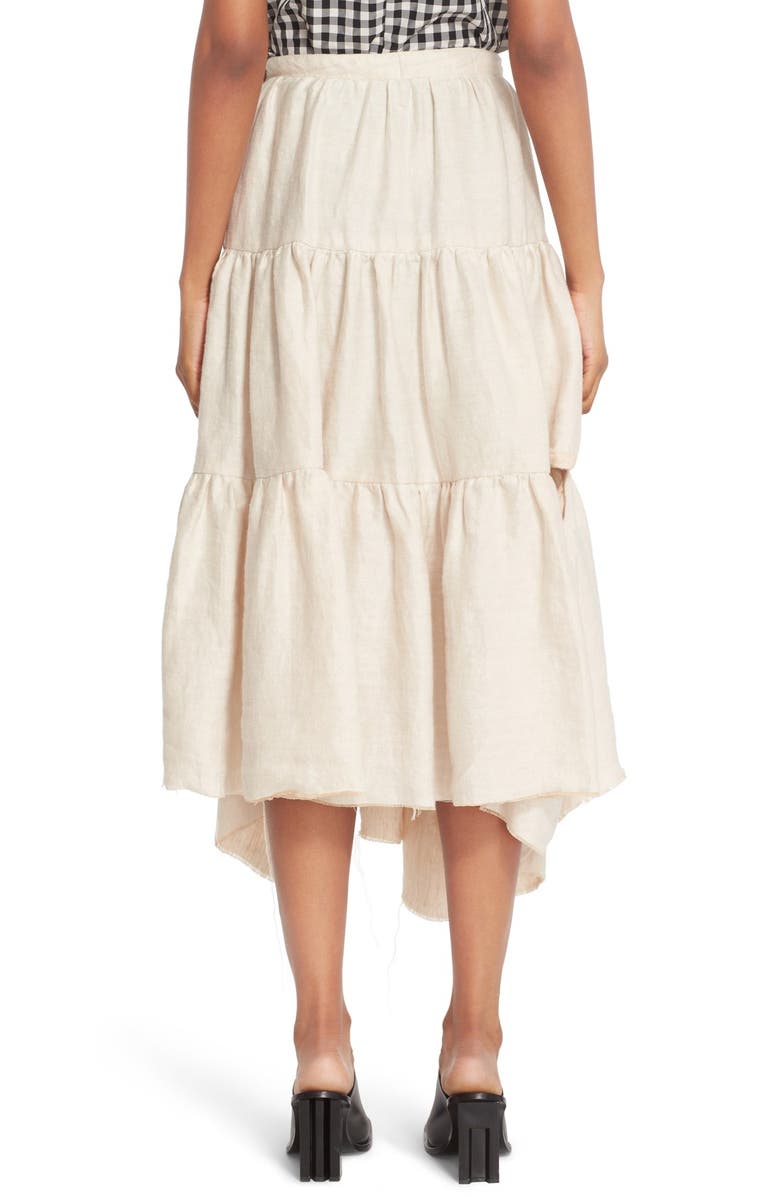 Marques’Almeida Marques'Almeida Diagonal Snap Tiered Linen Skirt, Alternate, color,