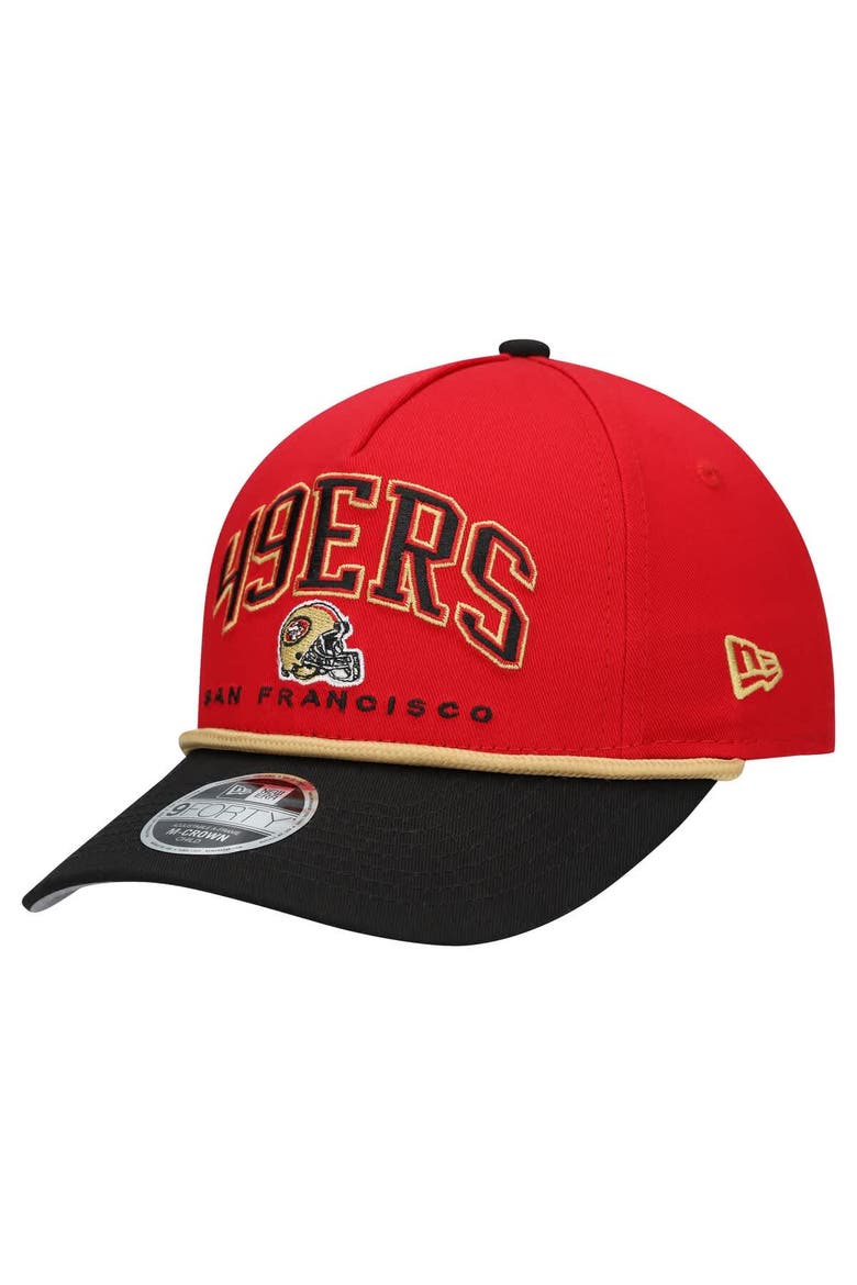 Preschool New Era  Scarlet/Gold San Francisco 49ers  Arch COOLERA 9FORTY A-Frame M-Crown Adjustable Hat, Main, color, Scarlet