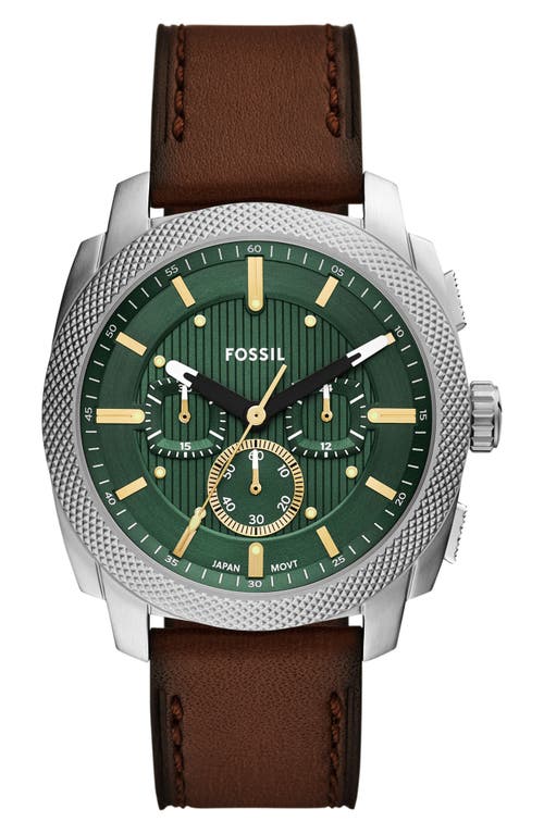 Fossil Machine Chronograph Brown Leather Watch, 44mm In Brown Green