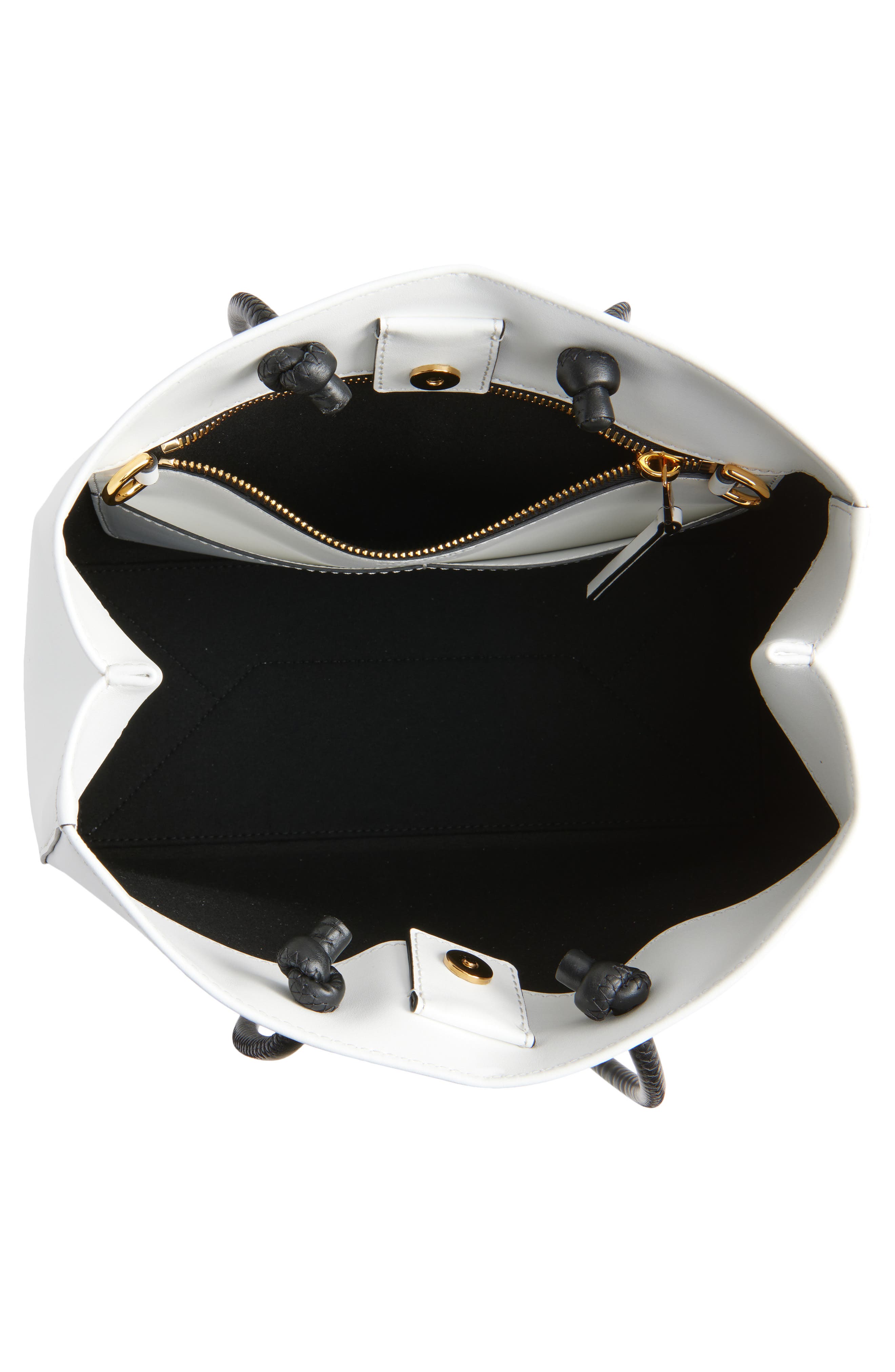 Moschino Logo Leather Shopper Tote, Alternate, color, 100 White