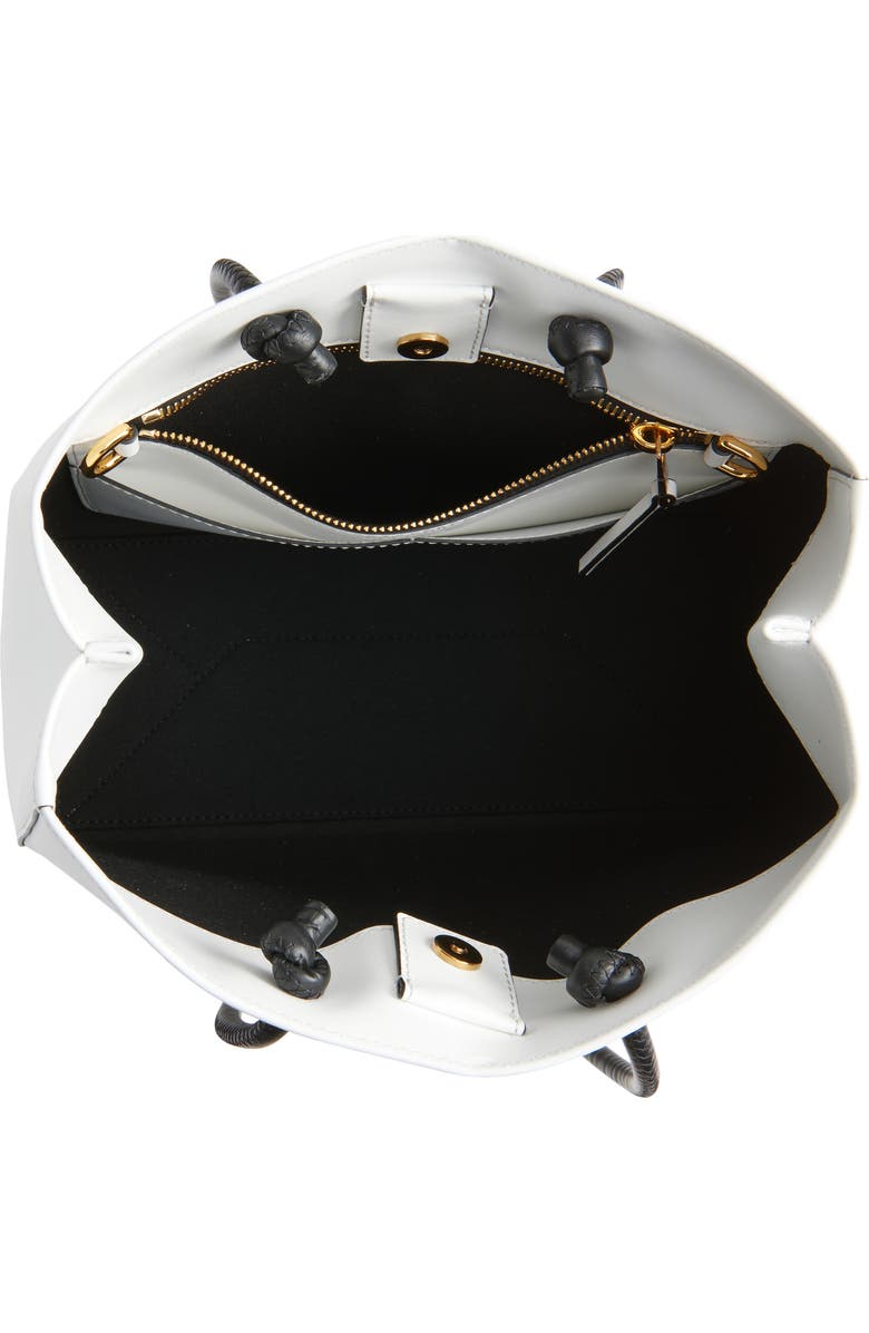 Moschino Logo Leather Shopper Tote, Alternate, color, 100 White