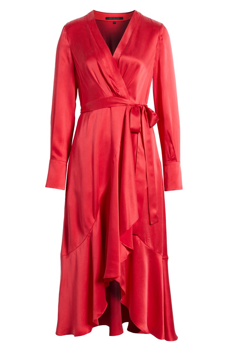KOBI HALPERIN Victoria Long Sleeve Silk Faux Wrap Dress, Alternate, color, Scarlet