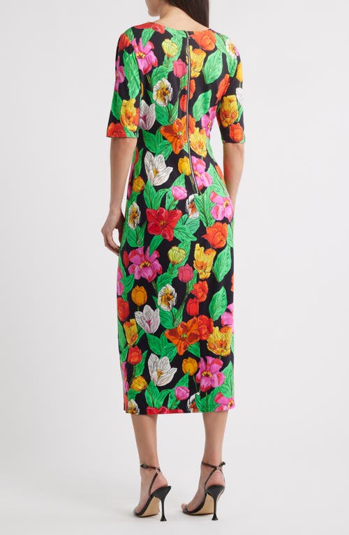 Milly Tulip Rosette Jersey Midi Dress In Multi