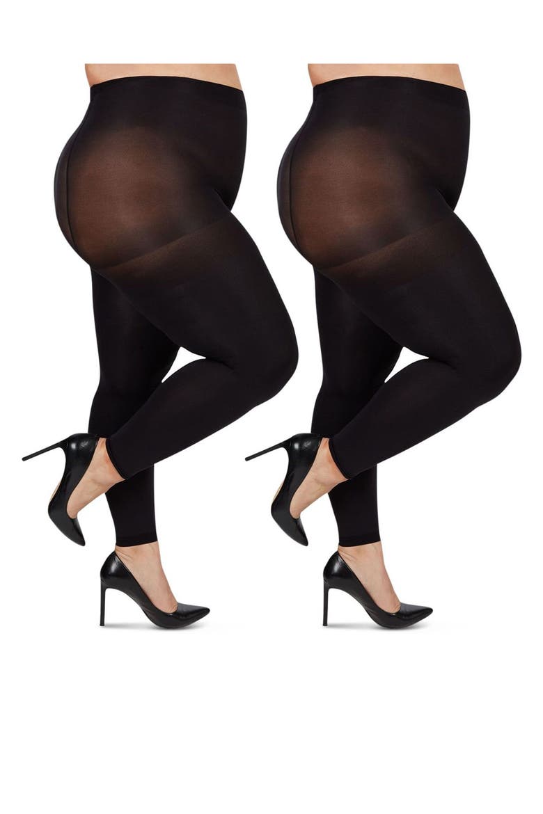2-Pack Footless Tights, Main, color, BLACK