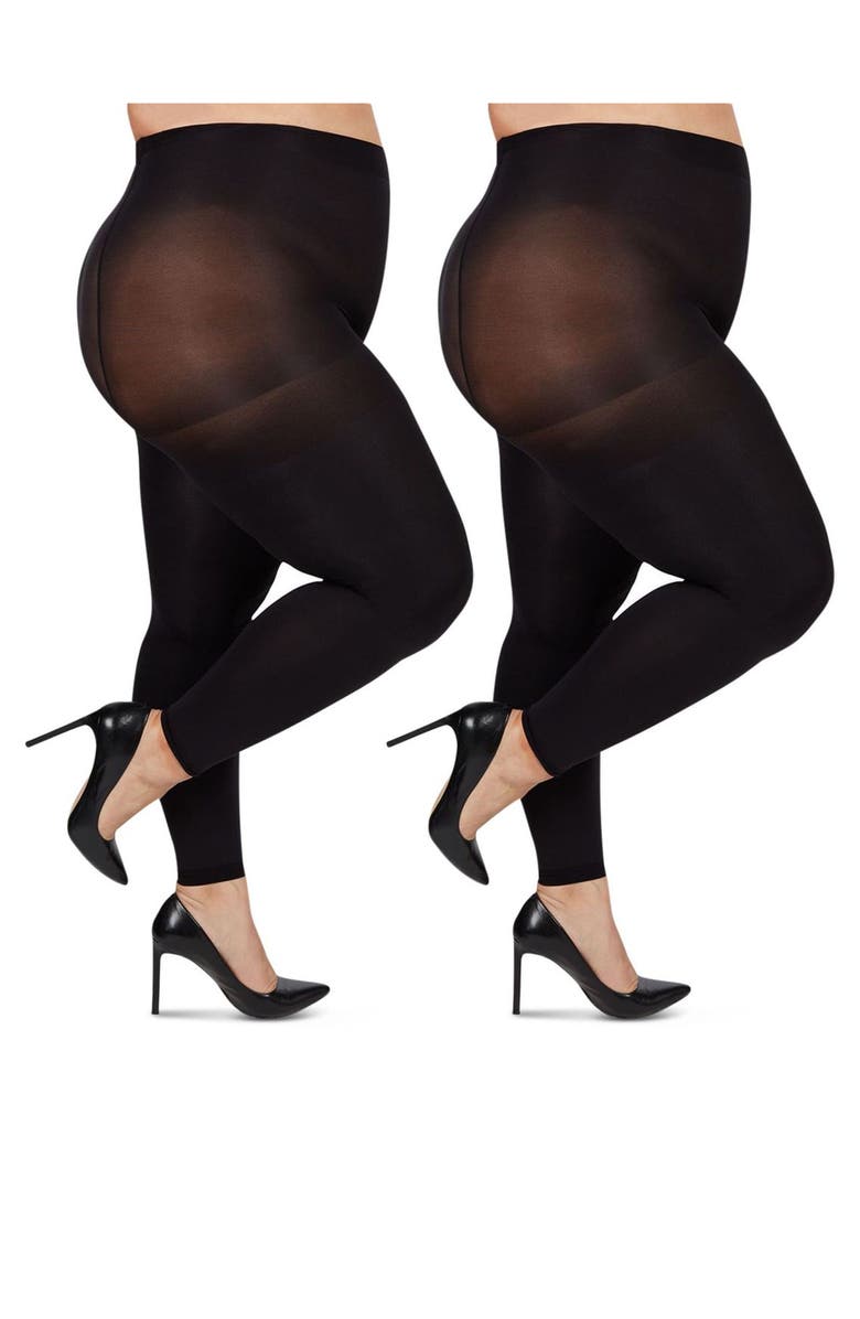 MeMoi 2-Pack Footless Tights, Main, color, Black